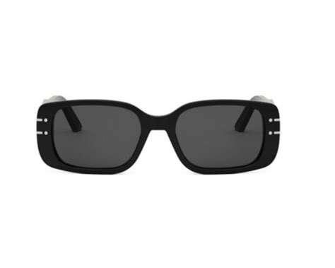 DiorSignature S12I Rechteckige Sonnenbrille in Schwarz 